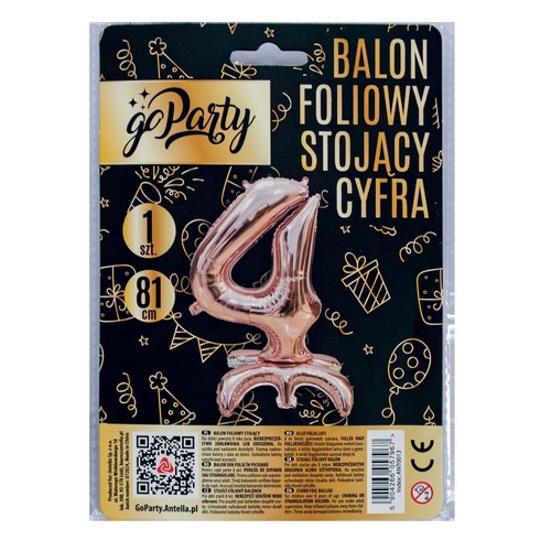 Balon foliowy stojący cyfra 4  GoParty 1 sztuka