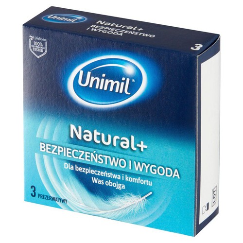 Prezerwatywy natural gładka powierzchnia Unimil 3 sztuki