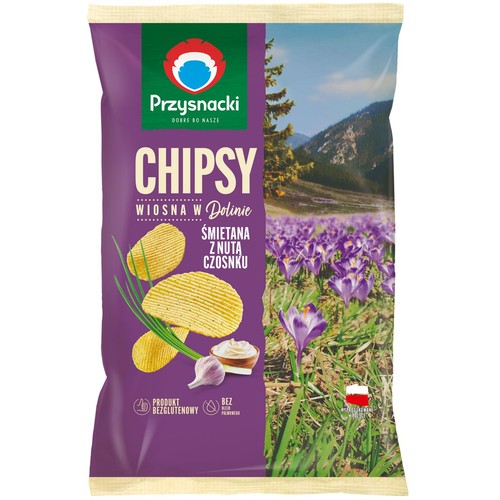 Chipsy o smaku śmietany z nutą czosnku Przysnacki 130 g