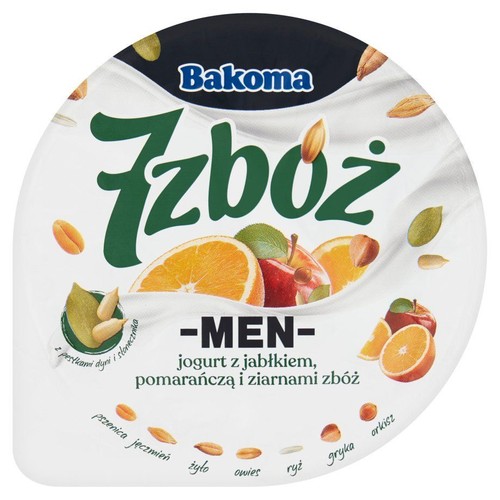 7 Zbóż men jogurt z jabłkiem pomarańczą i zbożami Bakoma 300 g