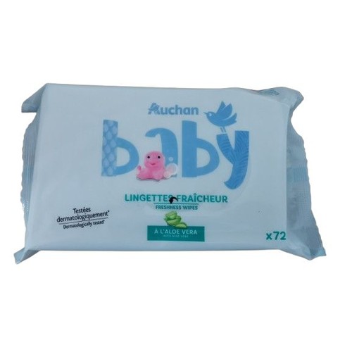 Chusteczki nawilżane Freshness z aloesem Auchan baby 72 sztuki