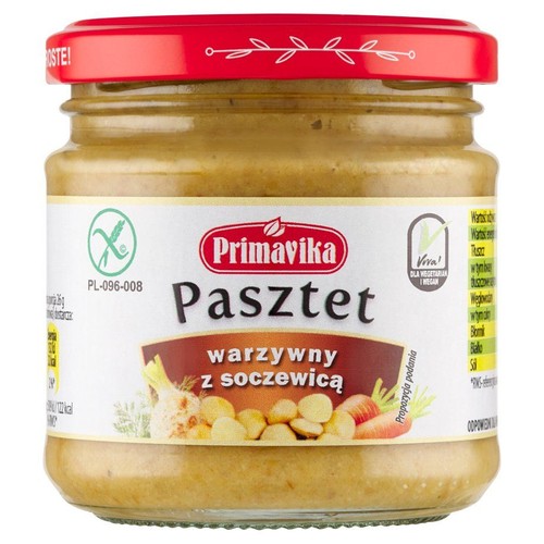 Pasta kanapkowa z soczewicy i soi z dodatkiem warzyw  Primavika 160 g 