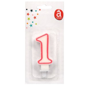 Świeczka urodzinowa "1" 7,5 cm Różowa Actuel 1 sztuka