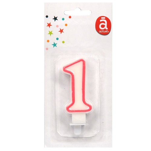 Świeczka urodzinowa "1" 7,5 cm Różowa Actuel 1 sztuka
