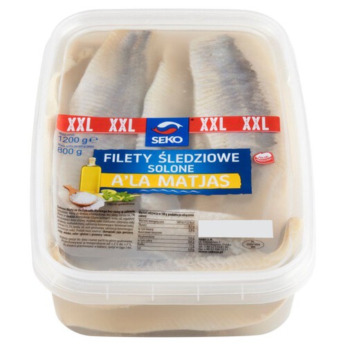 Filety solone ze śledzia atlantyckiego bez skóry  Seko 1,2 kg