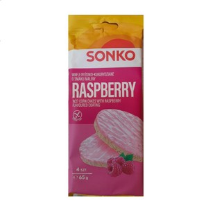 Wafle ryżowo-kukurydziane o smaku maliny   Sonko 65 g