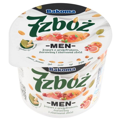 Men 7 zbóż jogurt z grepfrutem. żurawiną i ziarnami Bakoma 300 g