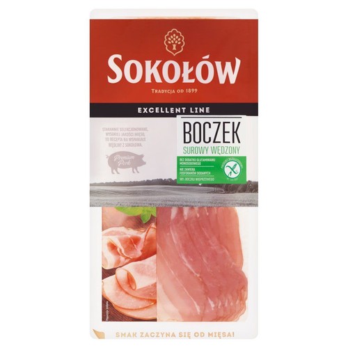 Boczek wędzony surowy plastry Sokołów 100 g