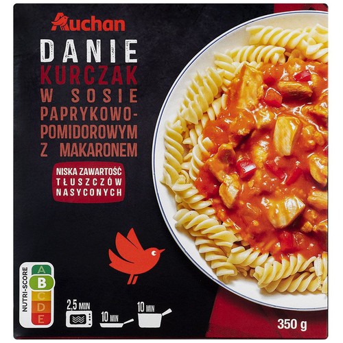 Kurczak w sosie paprykowo-pomidorowym z makaronem  Auchan 350 g