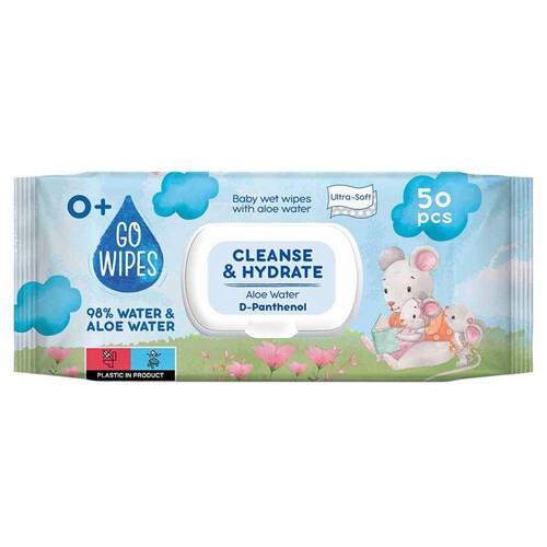 Chusteczki nawilżane p-pantenol GO Wipes 50 sztuk