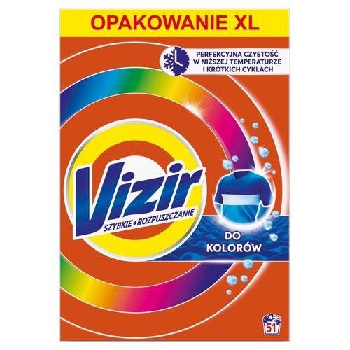 Vizir do kolorów, opakowanie XL, 51 prań. Szybkie rozpuszczanie.