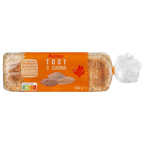 Chleb tostowy pszenny 3 ziarna Auchan 500 g
