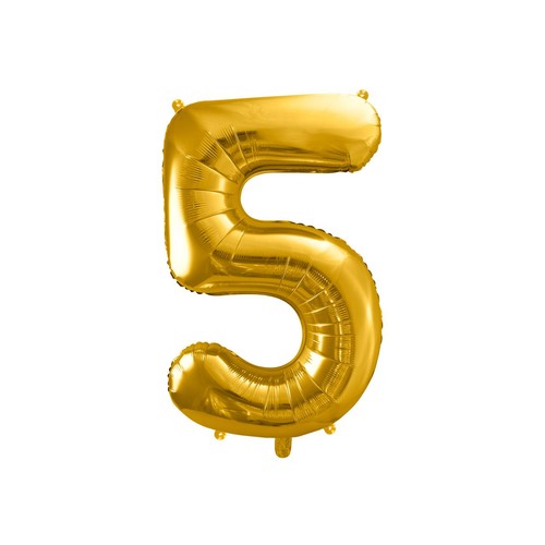 Balon foliowy Cyfra '5' 86cm złoty (1 op. / 1 szt.) PartyDeco 1 sztuka