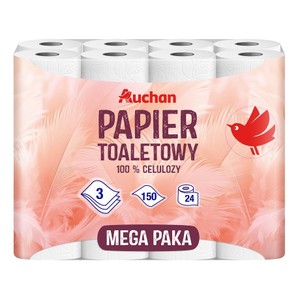 Papier toaletowy 3 warstwowy Auchan 24 rolki