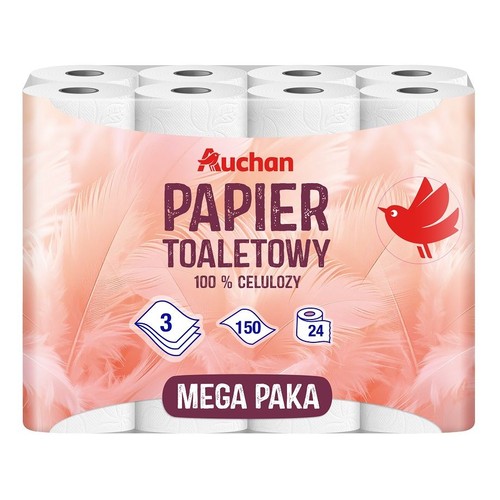 Papier toaletowy 3 warstwowy Auchan 24 rolki