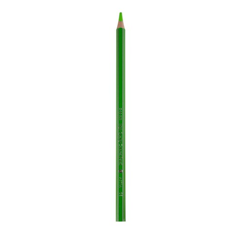 Zielony ołówek sześciokątny marki STAEDTLER Noris colour, z zaostrzonym rysikiem. Stoi pionowo na białym tle.