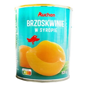 Brzoskwinie połówki w syropie   Auchan 820 g