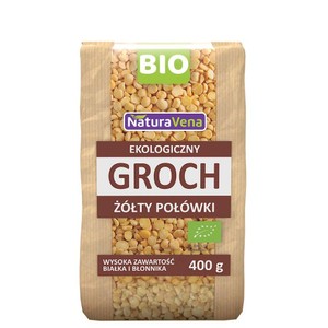 BIO Ekologiczny groch żółty połówki NaturaVena 400 g