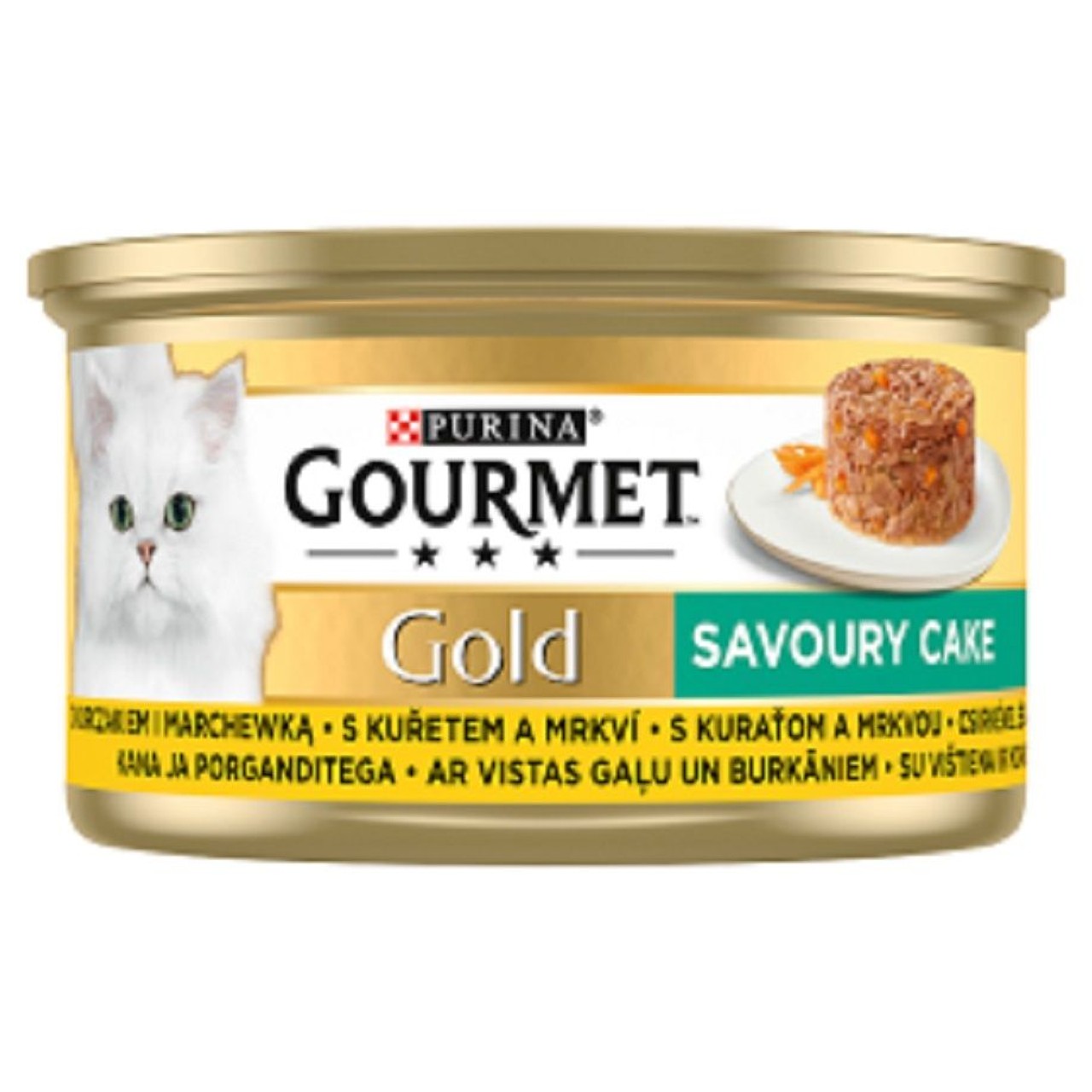 Mokra karma dla dorosłych kotów z kurczakiem i marchewką Gourmet 85 g