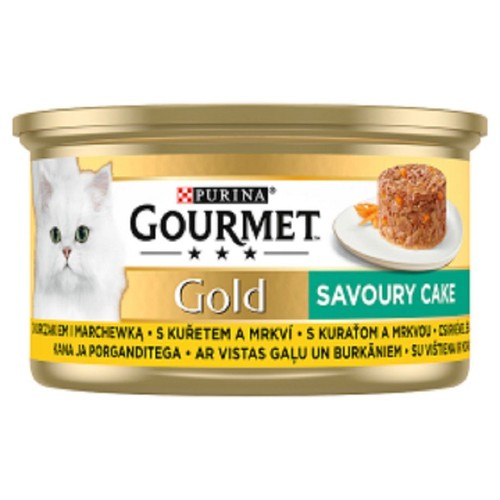 Mokra karma dla dorosłych kotów z kurczakiem i marchewką Gourmet 85 g