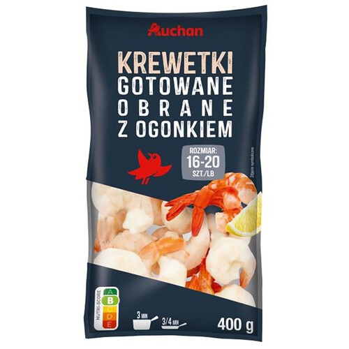 Krewetki gotowane rozmiar:16/20 Auchan 400 g