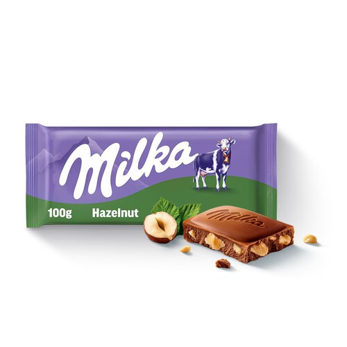 Czekolada mleczna z mleka alpejskiego z kawałkami orzechów laskowych Milka 100 g