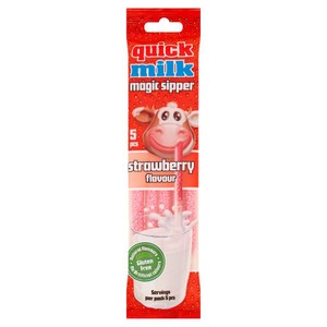 Słomki smakowe do mleka o smaku truskawkowym Quick Milk 5 x 6 g