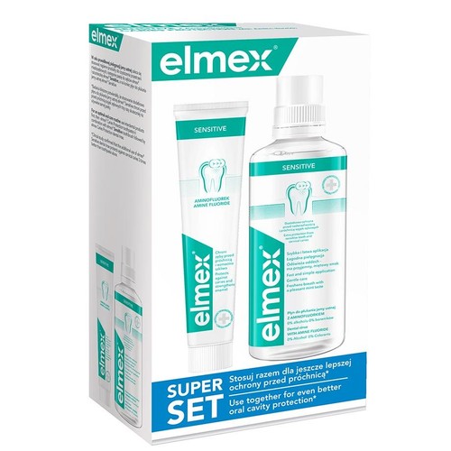 Zestaw Sensitive - Płyn do płukania 400ml + Pasta do zębów 75ml Elmex zestaw