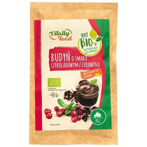 BIO Budyń o smaku czekoladowym z żurawiną Vitally Food 40 g