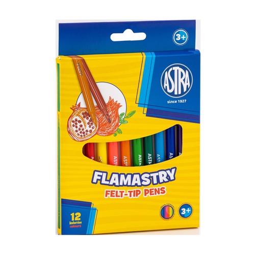 Flamastry okrągłe CX 12 kolorów ASTRA 12 sztuk