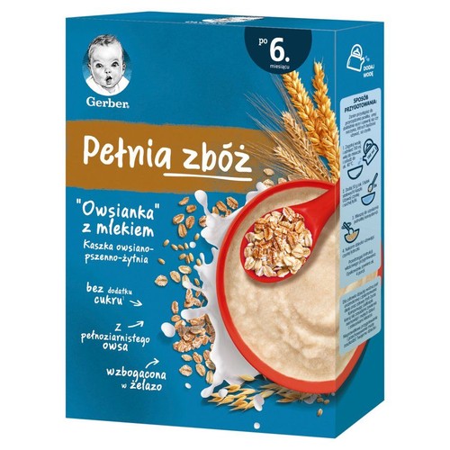 Kaszka mleczna owsiano-pszenno-żytnia po 6 miesiącu Gerber 200 g