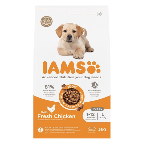 Karma sucha dla szczeniąt ze świeżym kurczakiem IAMS 3 kg
