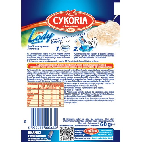 Lody domowe o smaku śmietankowym Cykoria 60 g