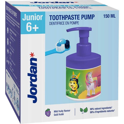 Pasta do zębów w pompce, dla dzieci 6+ lat, o smaku owocowym  Jordan 150 ml