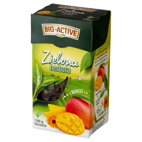 Herbata zielona liściasta z mango   Big Active 100 g