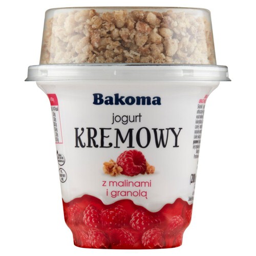 Jogurt kremowy z malinami i granolą  Bakoma 230 g