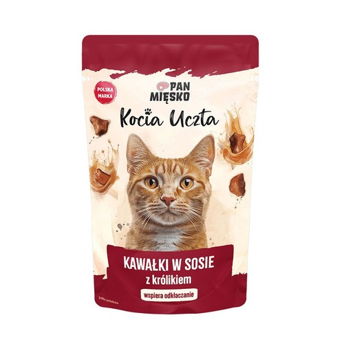 Karma mokra dla kotów Kocia Uczta Kawałki w sosie z królikiem   Pan Mięsko 85 g