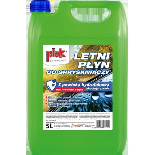 Letni płyn do spryskiwaczy Premium z powłoką hydrofobową  PLAK 5 l