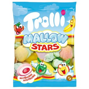 Pianki cukrowe z nadzieniem o smaku owocowym Trolli 150 g