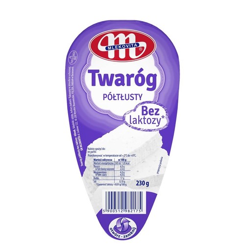 Twaróg półtłusty bez laktozy klinek Mlekovita 230 g