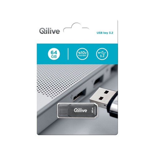 Pendrive 64GB USB 3.2 K103 szary Qilive 1 sztuka