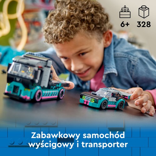 City Samochód wyścigowy i laweta 60406 LEGO zestaw