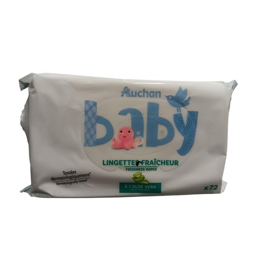Chusteczki nawilżane Freshness z aloesem Auchan baby 72 sztuki