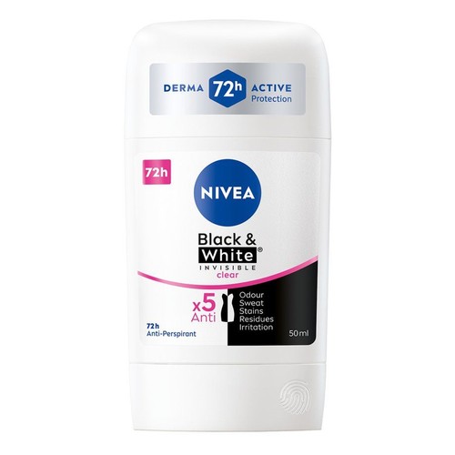 Antyperspirant w sztyfcie Black White Invisible Clear NIVEA 50 ml