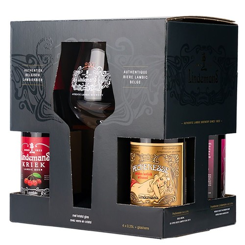 Zestaw piw belgijskich + pokal Lindemans 4 x 250 ml