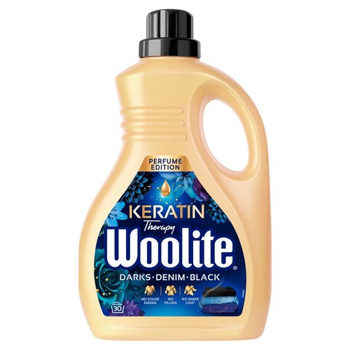 Woolite Keratin Therapy do ciemnych ubrań, dżinsu i czerni. Zapobiega blaknięciu i mechaceniu. 30 prań.