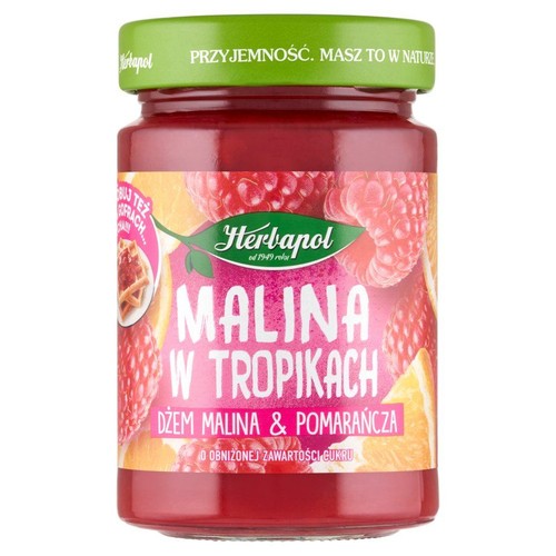 Dżem Malina w tropikach - malina & pomarańcza   Herbapol 280 g