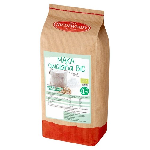 BIO Mąka owsiana pełnoziarnista  Młyn Niedźwiady 1 kg