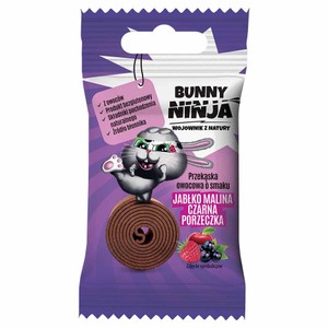 Przekąska owocowa o smaku jabłko-malina-czarna porzeczka Bunny Ninja 15 g