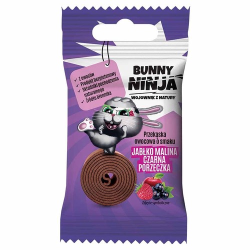 Przekąska owocowa o smaku jabłko-malina-czarna porzeczka Bunny Ninja 15 g